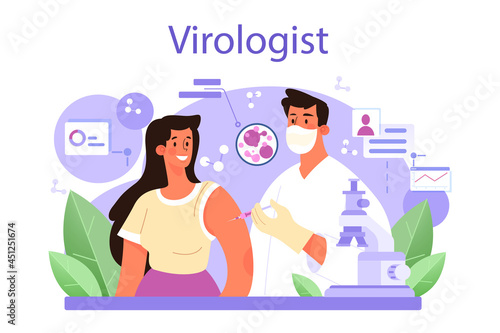 Virologist concept. Scientist studies viruses and bacteria in a laboratory
