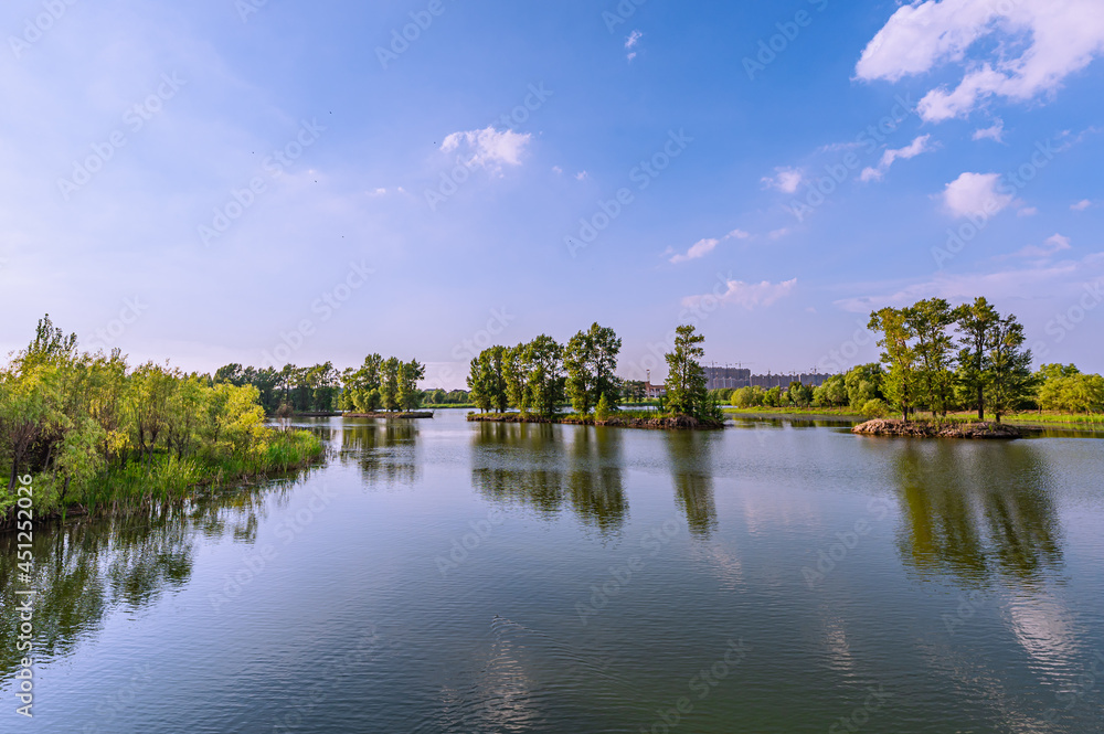 The scenery of the North Lake National Wetland Park in Changchun, China in summer