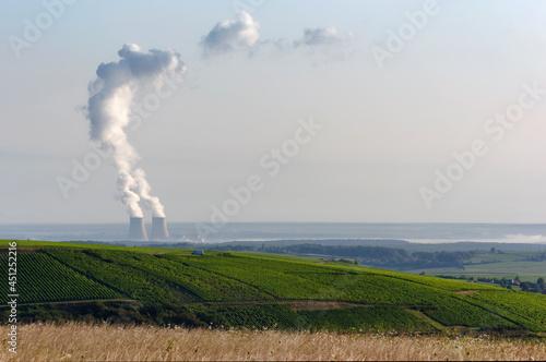 Nuclear power plant and vineyards in the Loire valley