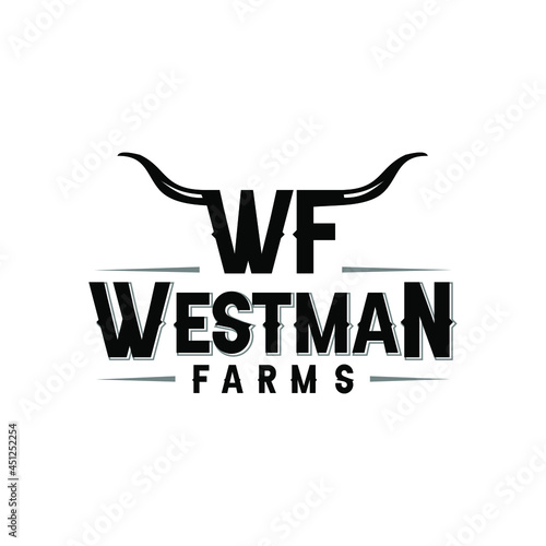 letter wf ranch logo design inspiration