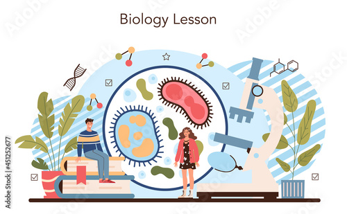 Biology school subject concept. Students exploring nature and living