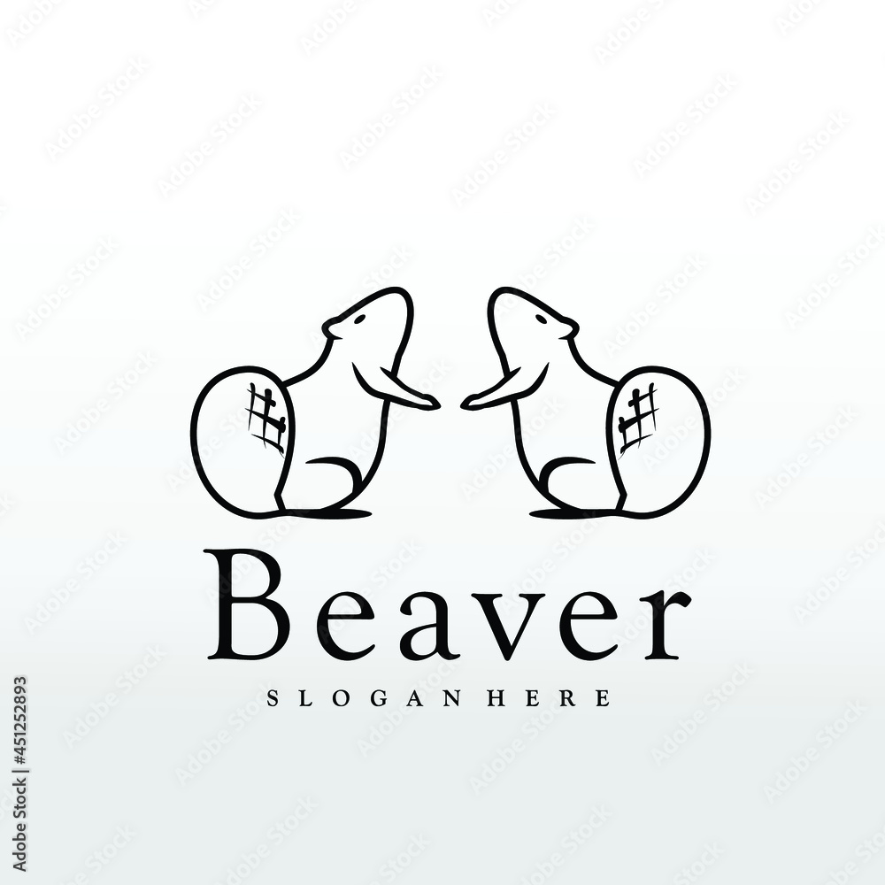 Fototapeta premium double beaver logo design concept