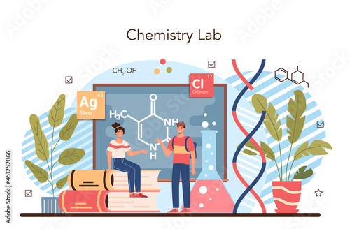 Chemistry studying concept. Chemistry lesson. Scientific experiment
