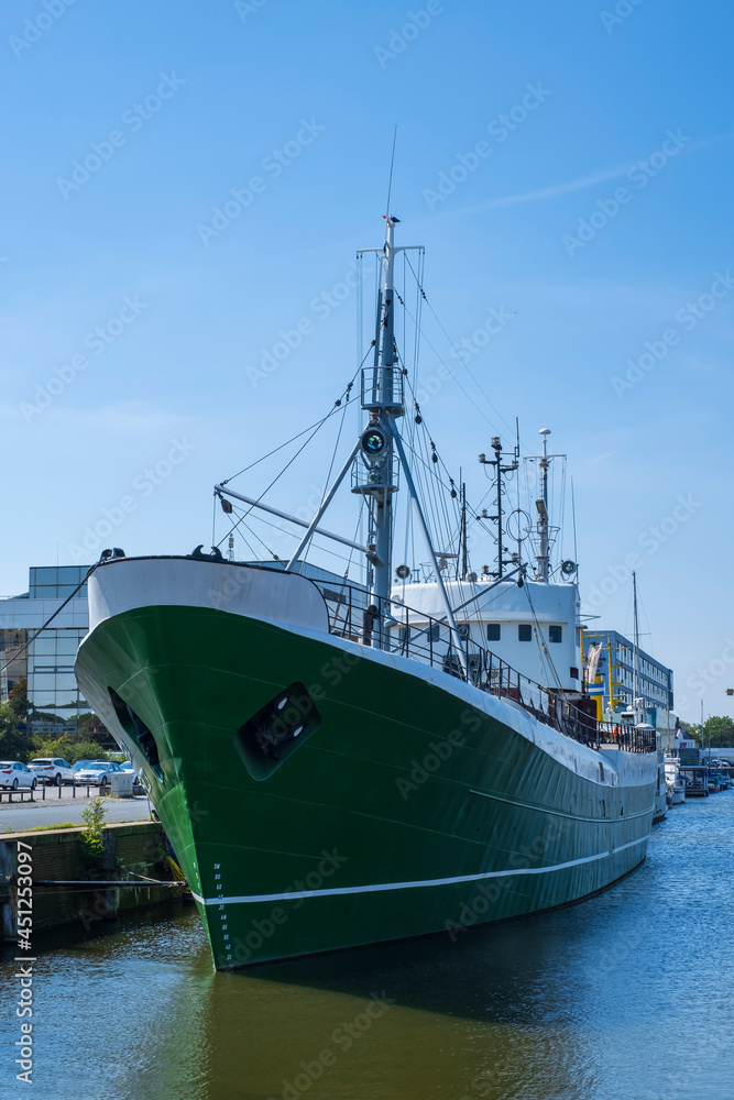 Naklejka premium View of a fishing ship in the fishing port of Bremerhaven / Germany 