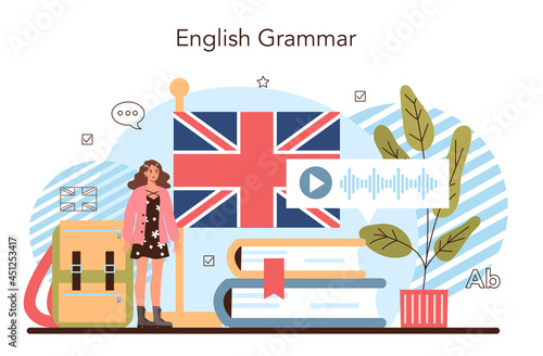 English class concept. Study foreign languages in school or university