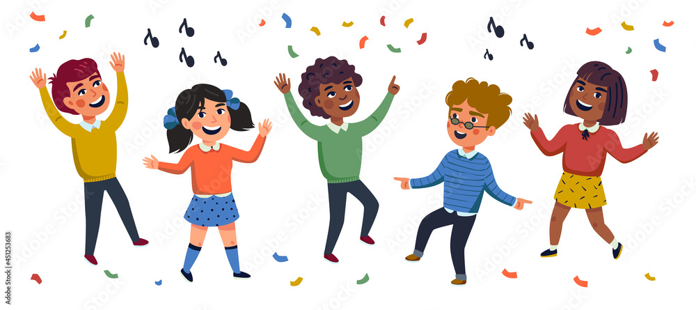 Multicultural Kids, Cartoon vector illustration of happy children. Flat ...