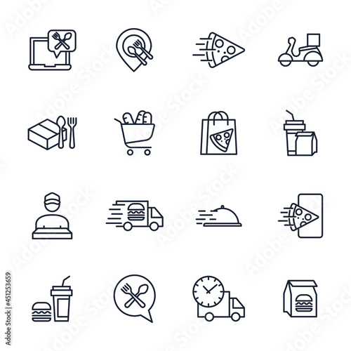 set of Food Delivery elements symbol template for graphic and web design collection logo vector illustration
