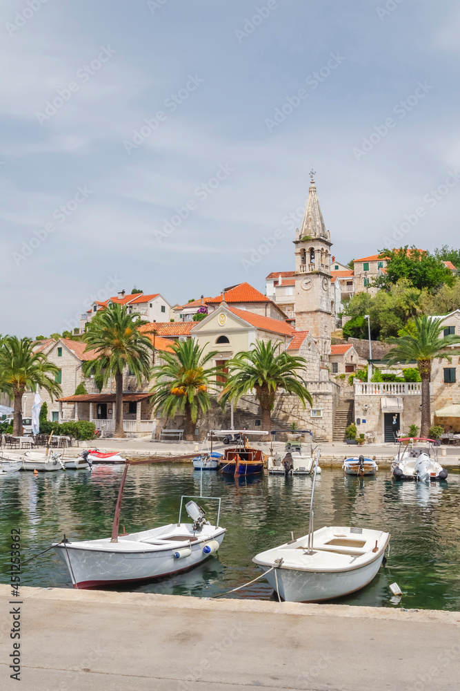 Fototapeta premium Picturesque bay in Splitska village. Splitska is situated on the north coast of Brac island in Croatia.