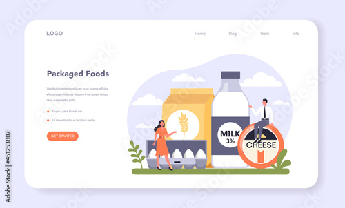 Food industry sector of the economy web banner or landing page