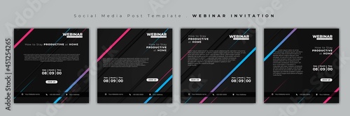 Set of social media post template. Social media template with black geometric design.