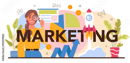 Marketing typographic header. Marketing strategy and communucation