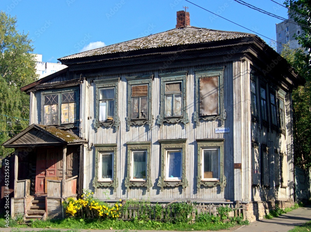 An old wooden residential house in the outback of Russia An old wooden residential house in the outback of Russia
