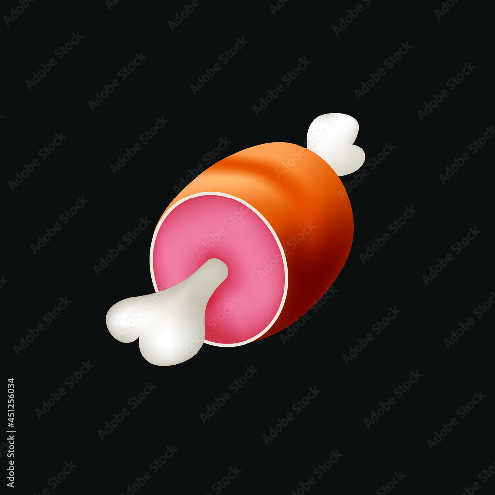 Piece of meat with bone emoji vector. Meat On Bone vector isolated flat