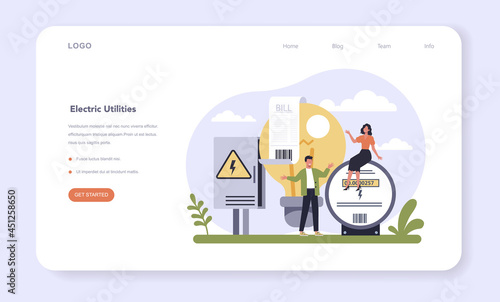 Utilities sector of the economy web banner or landing page. Household energy