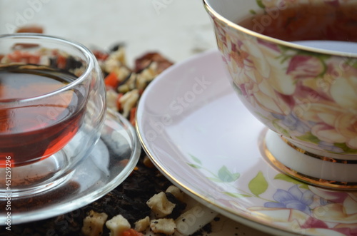 Teacups and dry tea