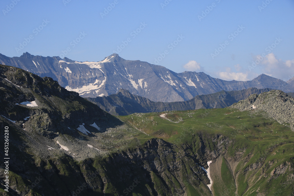 Mountain ranges seen from the Pizol area, Switzerland.