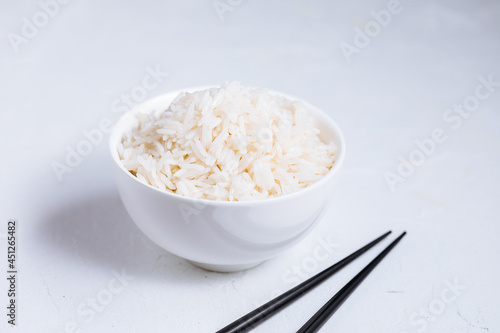 Cooked rice in bowl 