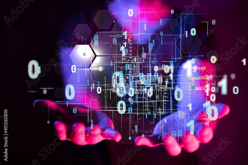 Connecting lines and dots.Big data visualization