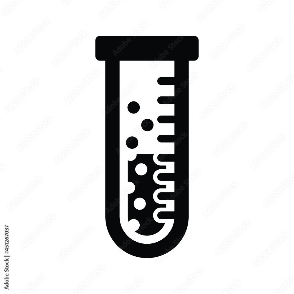 Test, tube, chemistry icon. Black vector graphics. Test, tube, chemistry icon. Black vector graphics.