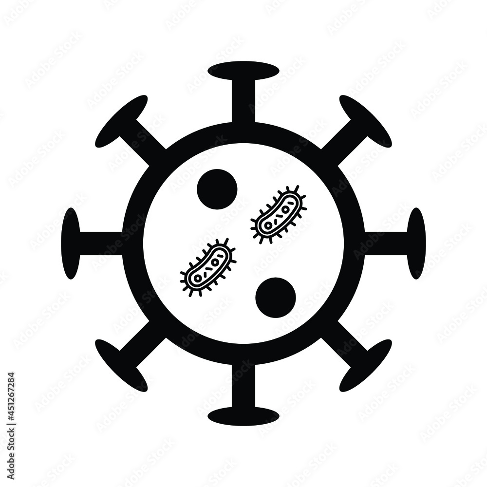Virus, insect, bacteria icon. Black vector graphics. Virus, insect, bacteria icon. Black vector graphics.