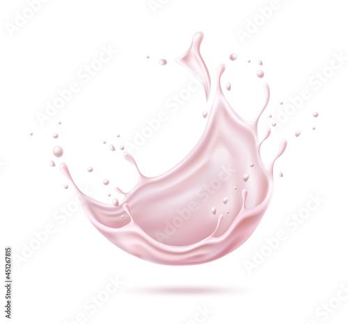 Vector realistic strawberry yogurt pink splash a