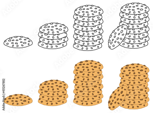Chocolate Chip Cookie Stack Clipart Set
