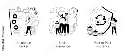 Risk insurance abstract concept vector illustrations.