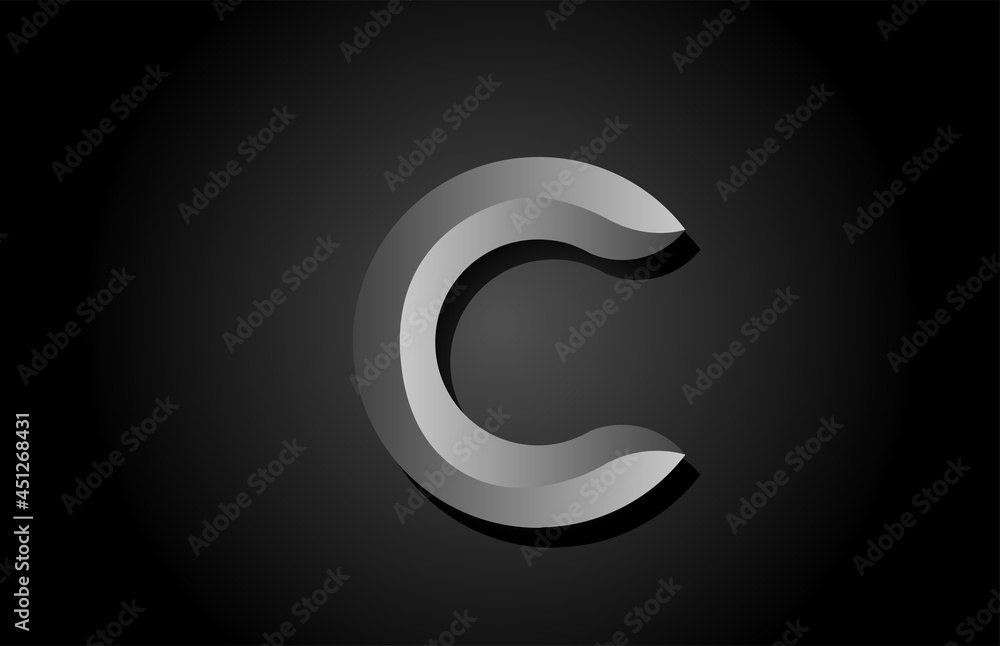 Naklejka premium black grey gradient C alphabet letter icon logo. Creative design concept for company and business template