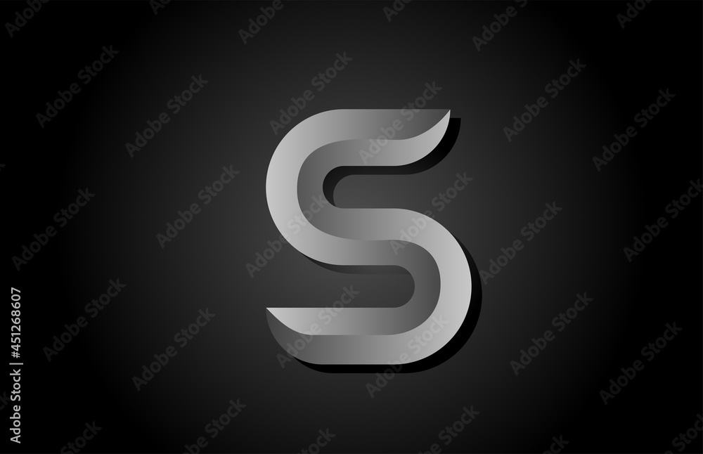 black grey gradient S alphabet letter icon logo. Creative design concept for company and business template black grey gradient S alphabet letter icon logo. Creative design concept for company and business template