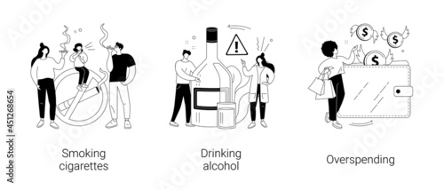 Bad habits abstract concept vector illustrations.