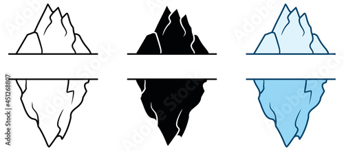 Iceberg Graphic Logo with Space for Text - Outline Silhouette Set