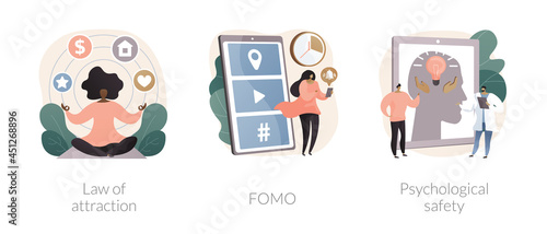 Positive and negative emotions abstract concept vector illustrations.