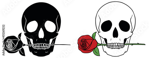 Skull and Rose Vector Clipart Set	