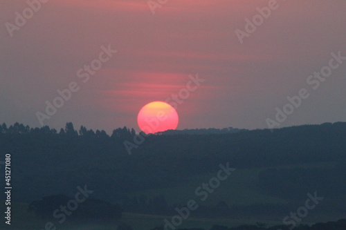 hot air balloon over sunset