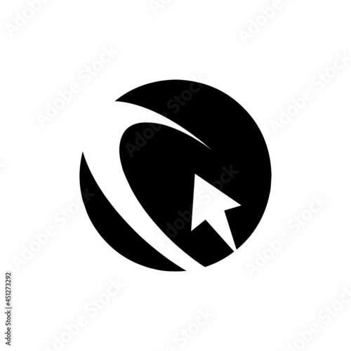 information technology .swoop swoosh with arrow circle representing world vector icon symbol.
