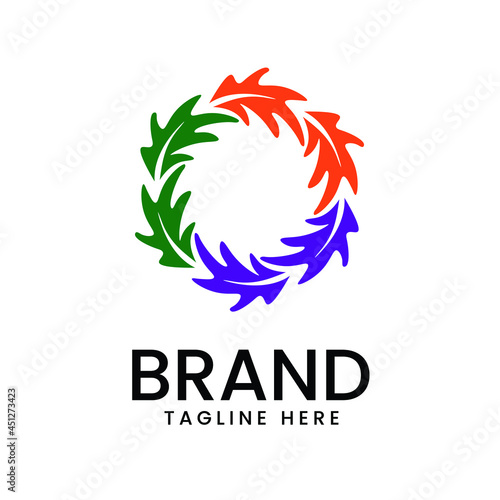 abstract leaf circle logo design