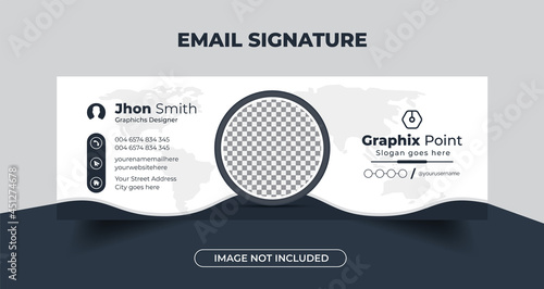 Minimalist company email signature template design or email footer and personal social media cover with black color Premium Vector