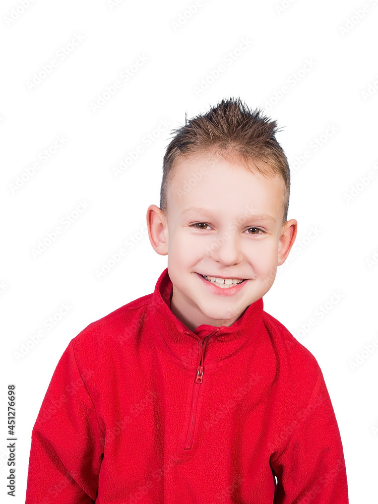 a beautiful boy smiles on a white background, isolate a beautiful boy smiles on a white background, isolate
