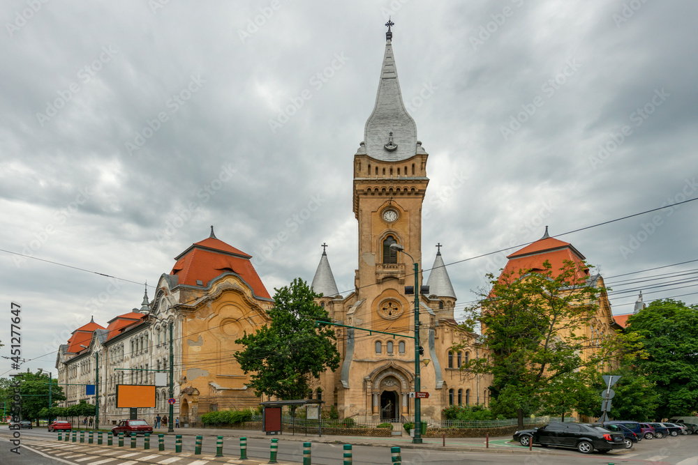 Piarista Basilica on a cloudy day in Timisoara, western Romania