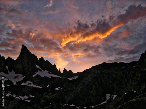 sunset over the mountains Minarets Ansel Adams Wilderness