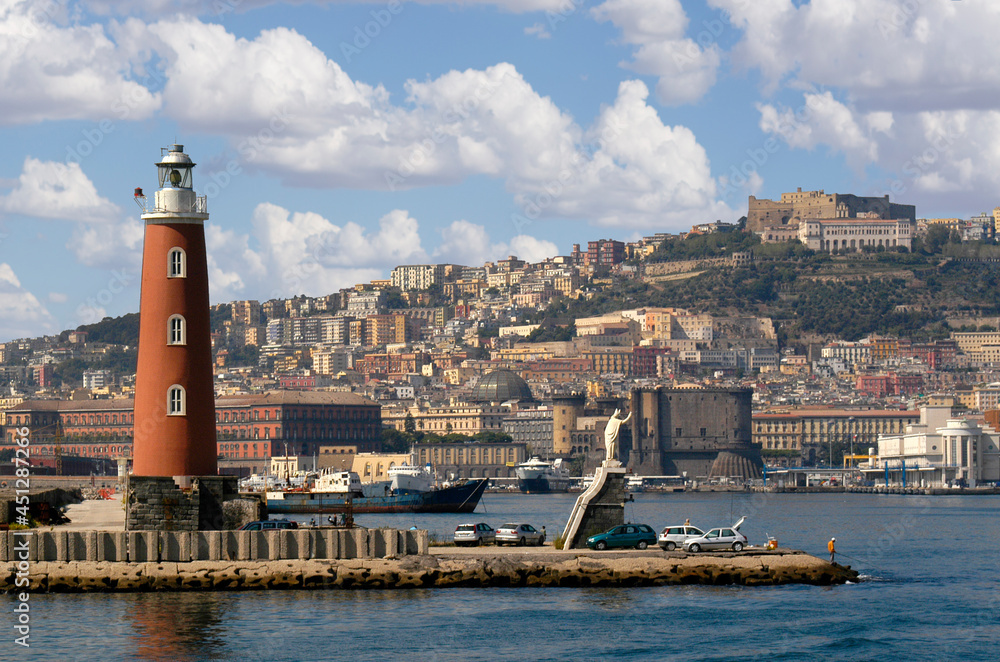Naples (Napoli) Lighthouse and Castel dell Ovo Naples, Italy