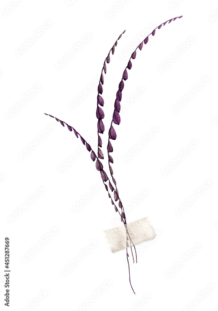 Bouquet of purple flowers, can be used as greeting card, invitation card for wedding, birthday and other holiday and summer background. Watercolor illustration Bouquet of purple flowers, can be used as greeting card, invitation card for wedding, birthday and other holiday and summer background. Watercolor illustration