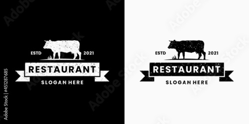 beef steak logo design for restaurant