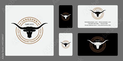 badge ranch longhorn logo design for ranch, farming