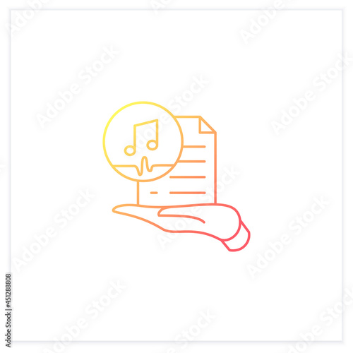 Work ownership gradient icon. Music. Copyright.Control intellectual property in creative environment. Isolated vector illustration.Suitable to banners, mobile apps and presentation