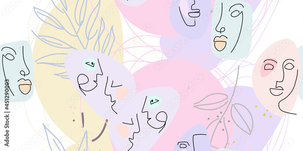 Face line pattern. Minimal art one line drawing. Face line pattern. Minimal art one line drawing.