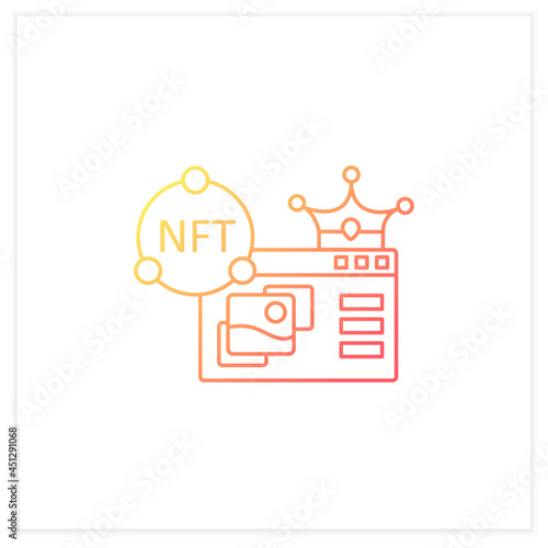 NFT supermarket gradient icon.Ability to buy non fungible tokens. Assets exist in their own cryptosystems.Isolated vector illustration.Suitable to banners, mobile apps and presentation