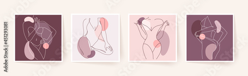 Abstract minimalistic female bodies. Modern single line art. Woman beauty fashion concept, minimalistic style.