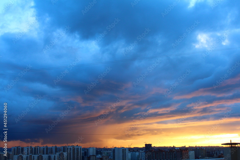 Sunset over Saint-Petersburg city landscape Sunset over Saint-Petersburg city landscape