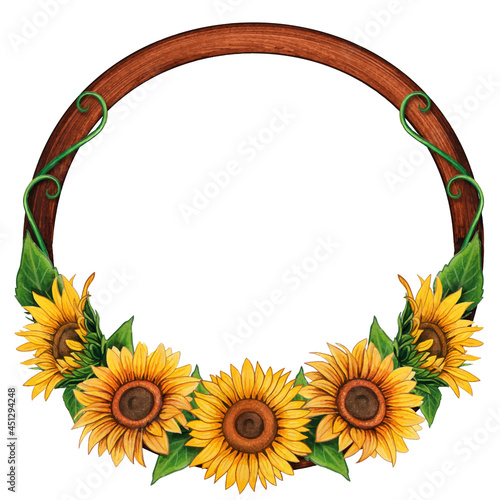Watercolor sunflower rustic country decoration